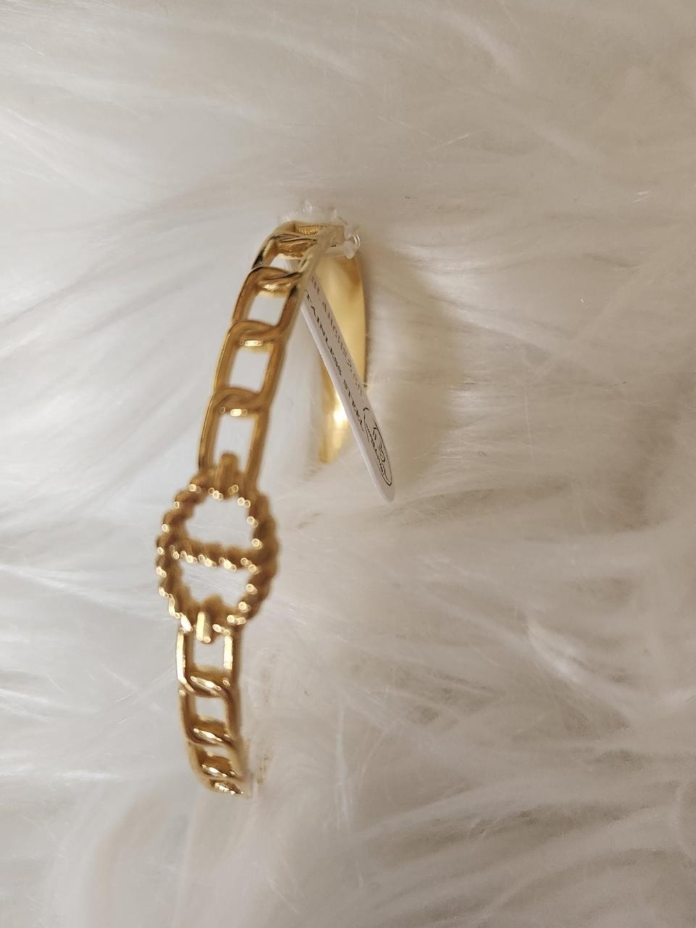 Gold Link Circle Accent Bangle Bracelet - Women Jewelry